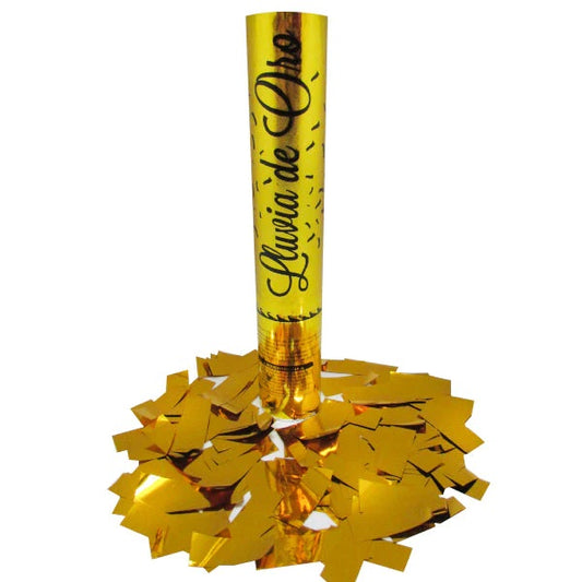 Cañon lanza confetti lluvia dorada 30 cms