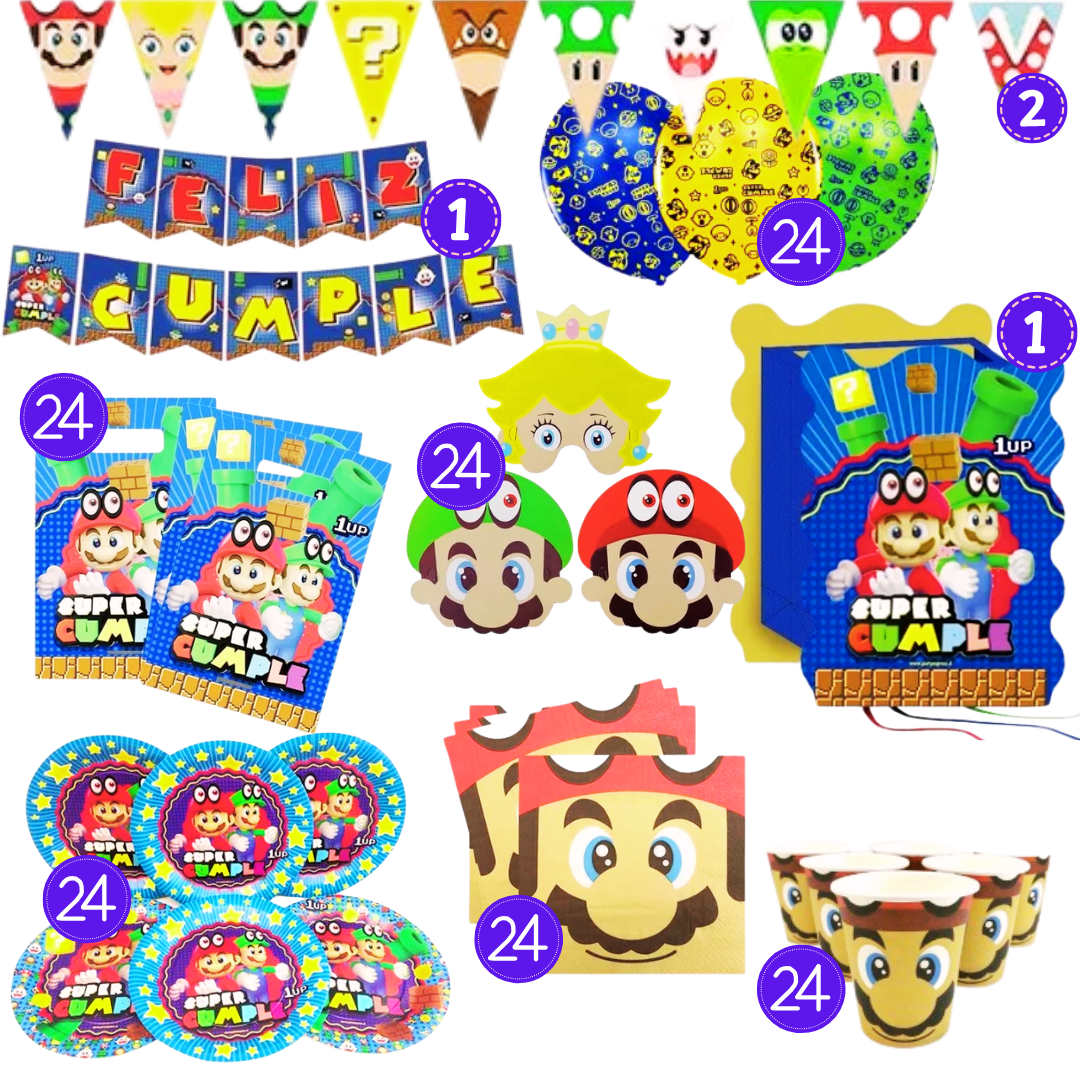 Pack Super Cumpleaños Mario - Packs de Cotillón