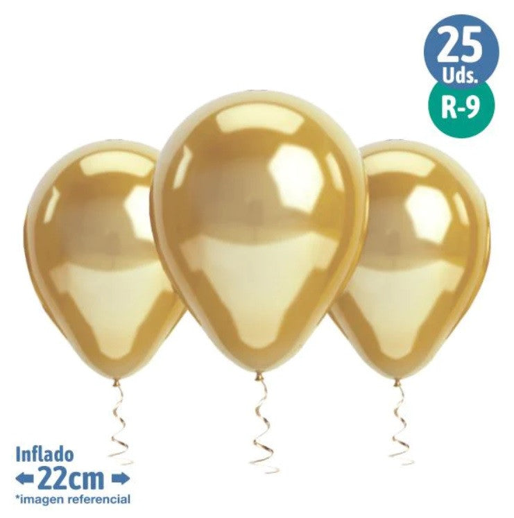 Set 25 Globos cromados dorado R9