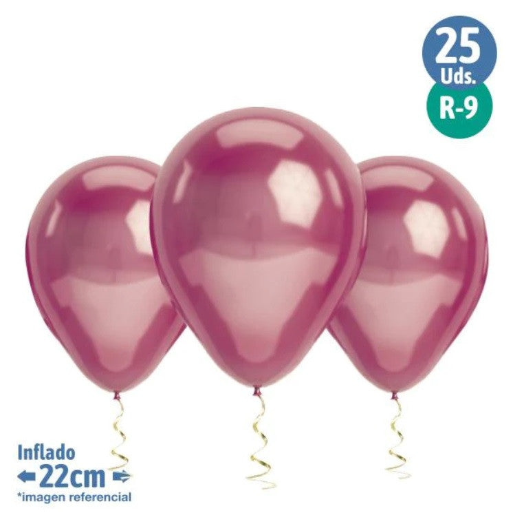 Set 25 Globos cromados fucsia R9