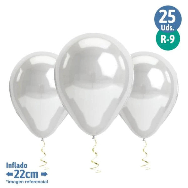 Set 25 Globos cromados plateado R9