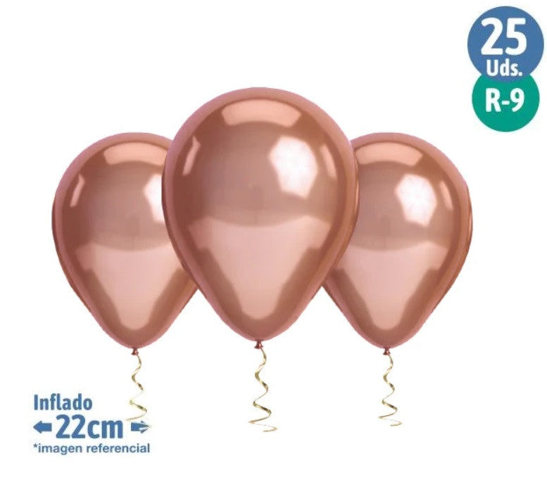 Set 25 Globos cromados rose gold R9