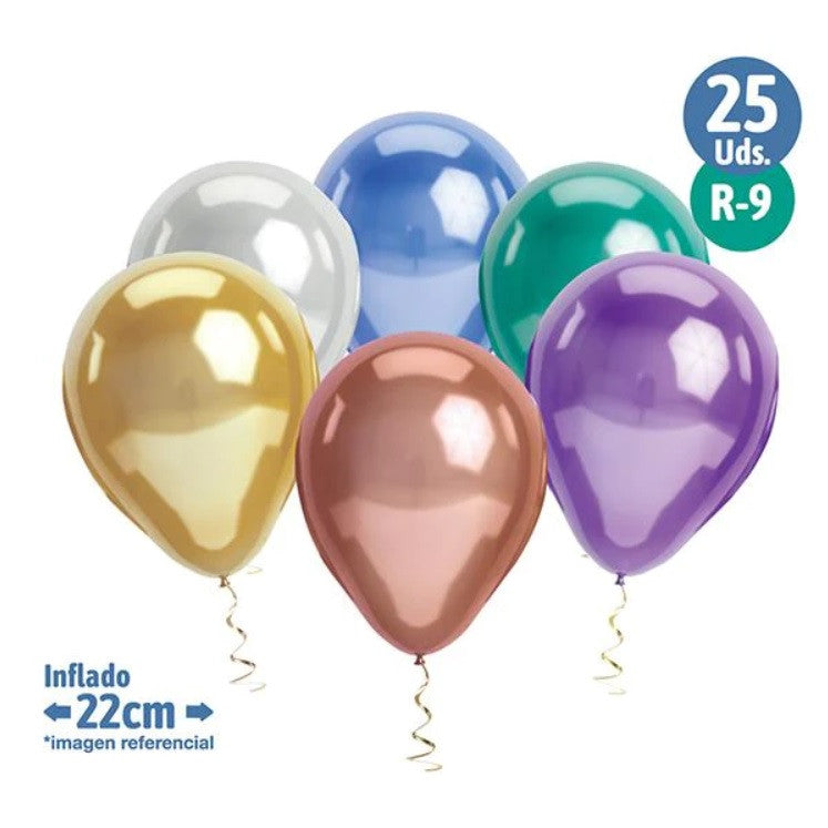 Set 25 Globos cromados surtido R9