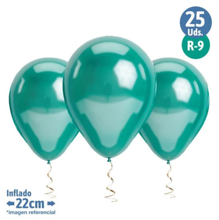 Set 25 Globos cromados verde R9