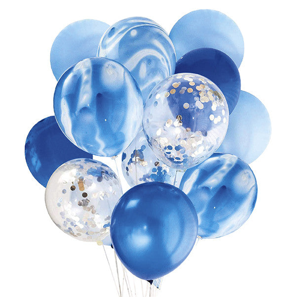 Set Globos Ágata y Confeti Azul