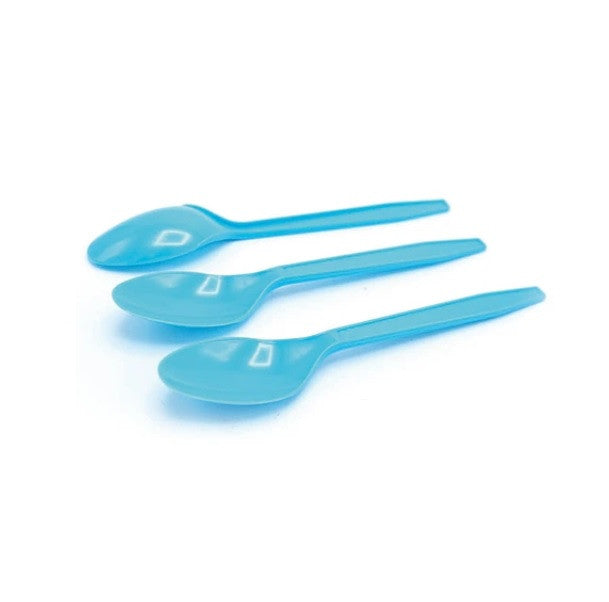 20 Cucharas Celeste Plástico