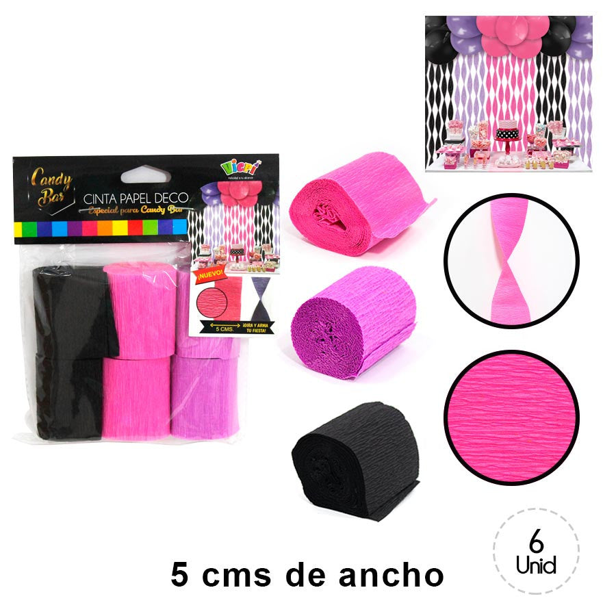 Festón Negro, fucsia y morado