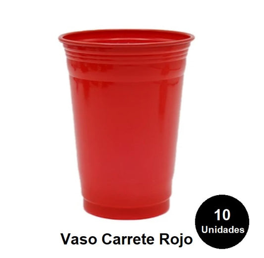 Set 10 vasos rojos fiesta 550 cc