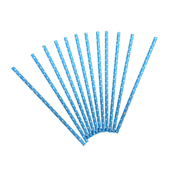 Set 12 Bombillas polipapel polka Celeste