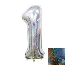 Número Metálico 1Mt Plateado Holográfico