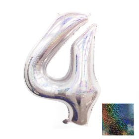 Número Metálico 1Mt Plateado Holográfico