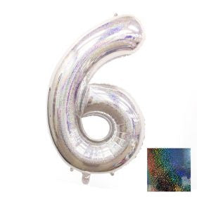 Número Metálico 1Mt Plateado Holográfico