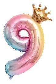 Número 9 Metálico 81 Cm Multicolor + Coronita