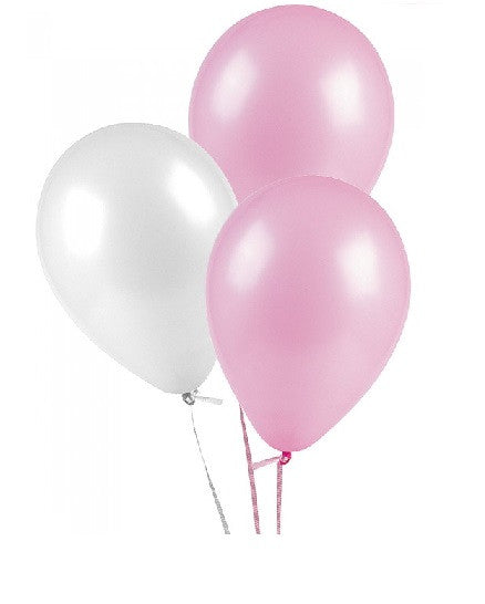 Globo Latex 25 unidades R9 Blanco y rosado