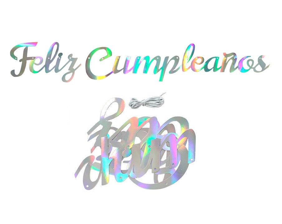 Banner Feliz Cumpleaños tornasol Cursiva
