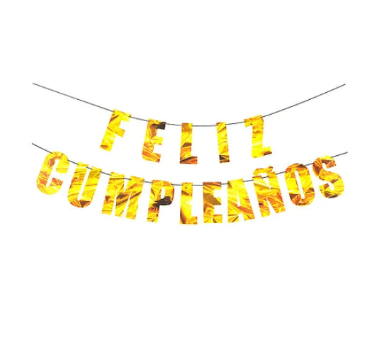 Banner Feliz Cumpleaños Dorado
