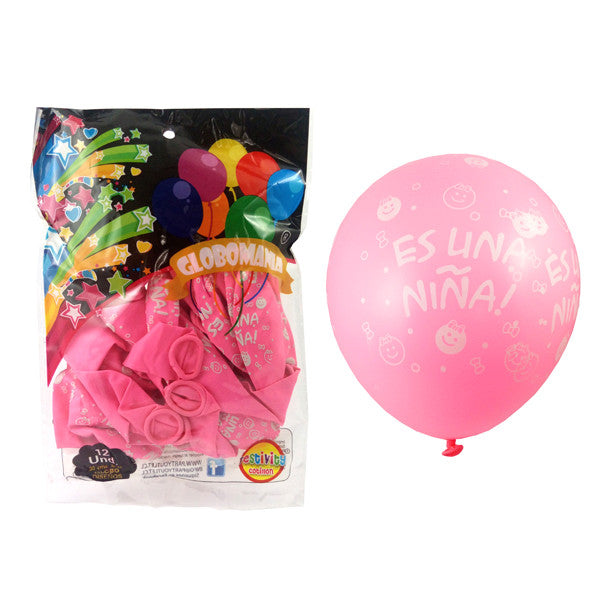 Globos Látex R12 Es una Niña x 12