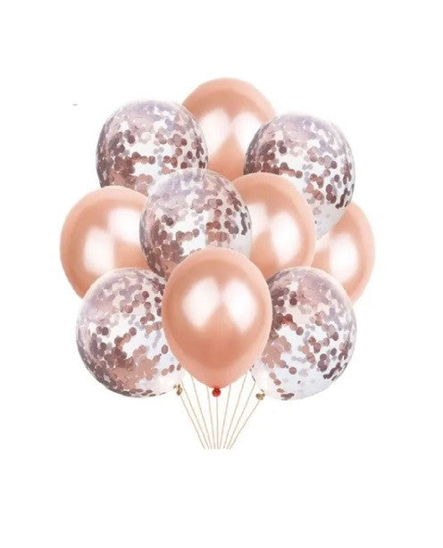 Bouquet Globo Rose Gold y Confetti
