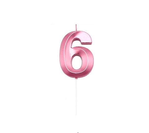 Vela numero 6 con relieve fucsia