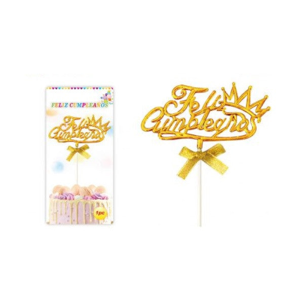 Topper Torta F/C Dorado Corona y Cinta