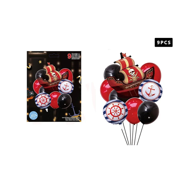 Bouquet globos Barco Pirata 9Pcs