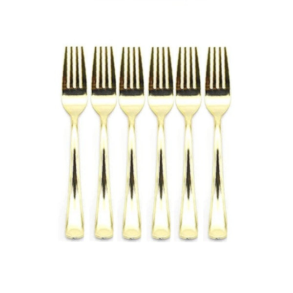 Tenedores Plásticos Dorado x 12