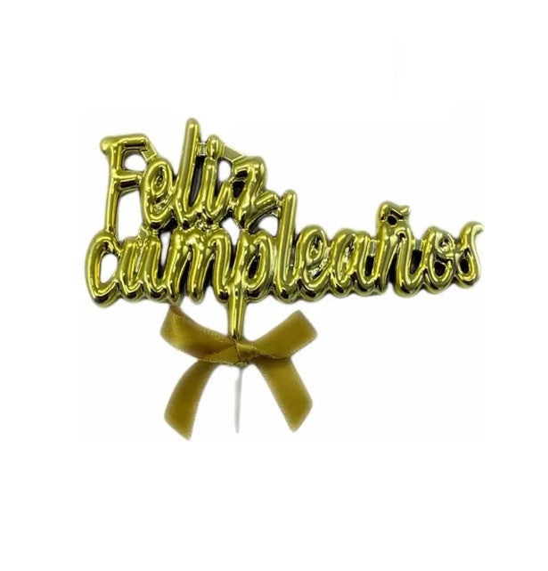 Cake Topper Feliz Cumpleaños Dorado