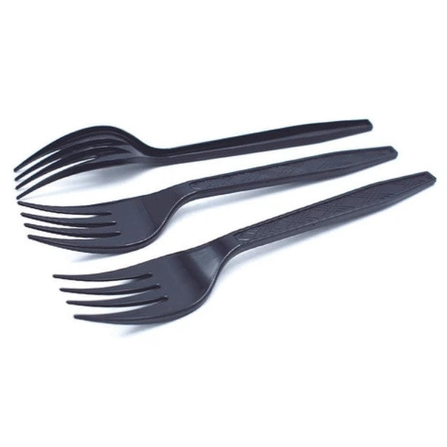 Tenedor Plastico Negro x 12 unidades