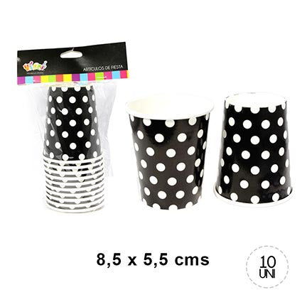 Vaso Polka Negro x 10 unidades