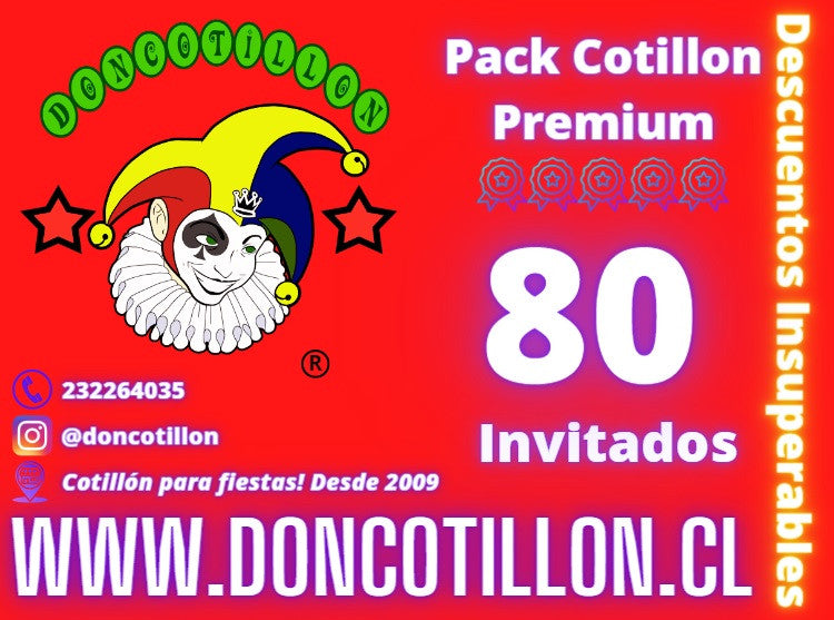 Pack cotillón 80 personas premium