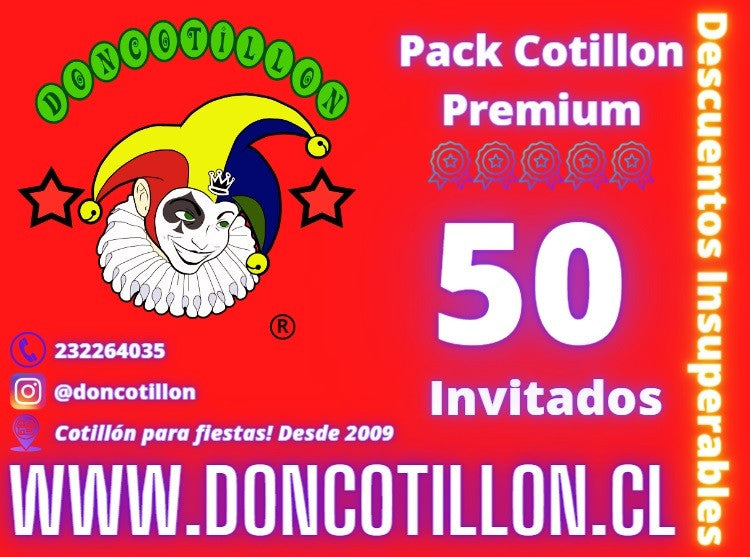 Pack cotillon 50 personas premium