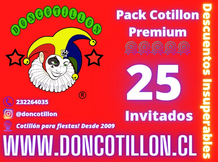 Pack cotillón 25 personas premium