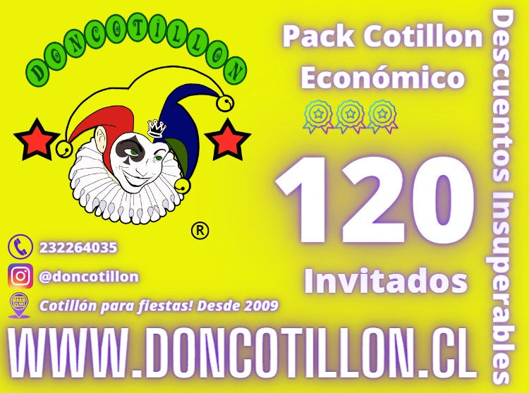 Pack cotillon 120 personas económico