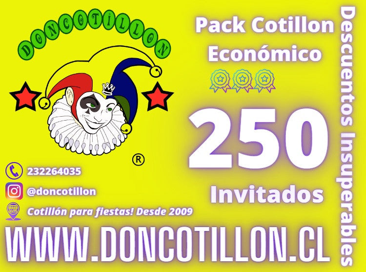 Pack cotillon 250 personas economico