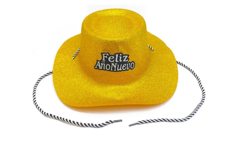 Gorro Vaquero Glitter Año Nuevo Dorado