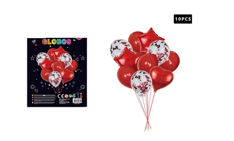 Bouquet Globos Rojos y con Confeti