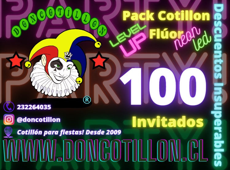 Pack 100 invitados flúor luminoso