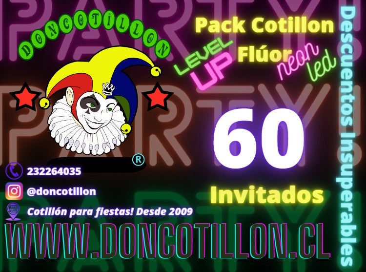 Pack 60 invitados flúor luminoso