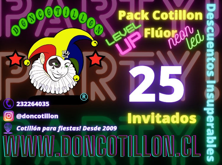 Pack 25 invitados flúor luminoso