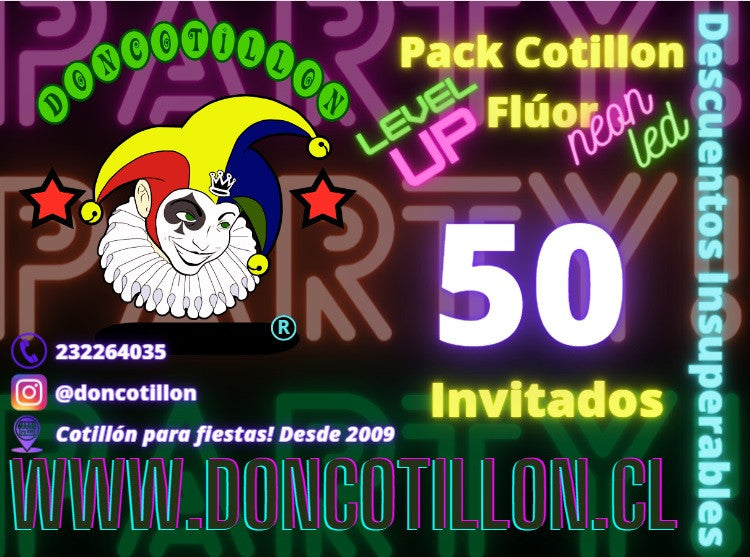 Pack 50 invitados cotillon flúor luminoso