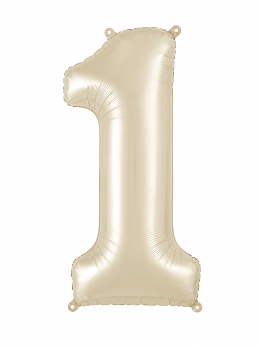 NUMERO DE GLOBO 1 BEIGE 32"