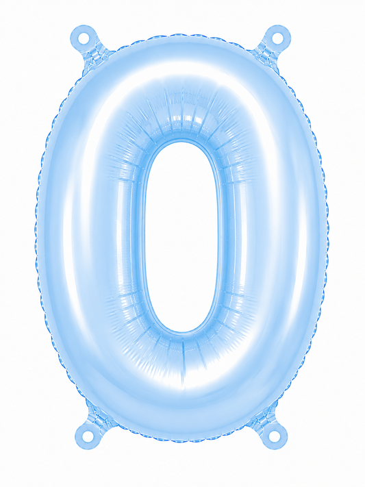 NUMERO DE GLOBO 0 CELESTE 32"