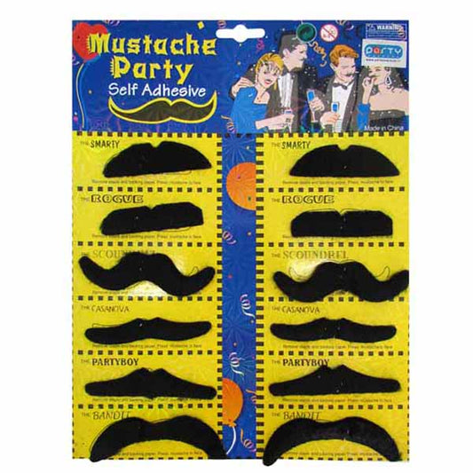 Set 12 bigotes autoadhesivos