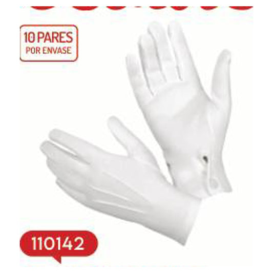 Guante Blanco Desfile Grande Broche  X10Par