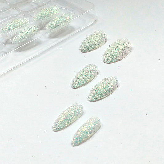 Uñas postizas glitter blanco