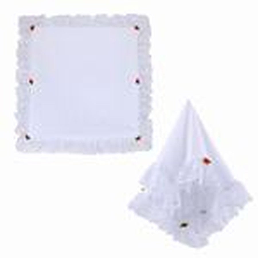 Pañuelo 18 Blonda Liso Blanco Con Besitos X1Uni - Accesorios de Disfraz