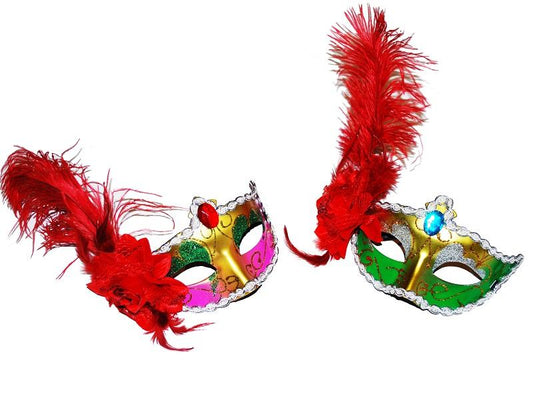 Antifaz Veneciano Flor Pluma Alta - Airy - Carnaval Online