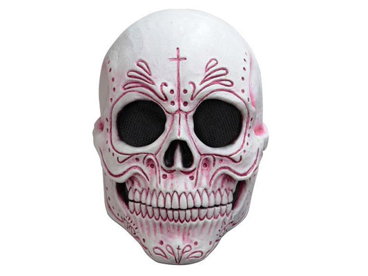 Mascara Calavera Rayas Rosado - Ghoulish - Carnaval Online