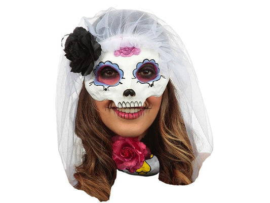 Mascara Catrina Con Velo 2 Ojos Morados - Ghoulish - Carnaval Online