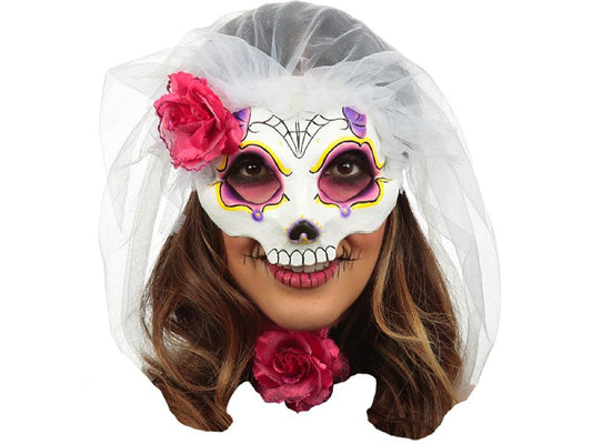 Mascara Catrina Con Velo 3 Ojos Amarillos - Ghoulish - Carnaval Online